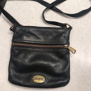Fossil Black Leather Crossbody Purse